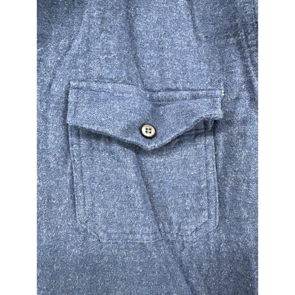 Wallin & Bros Men Button Shirt Sz M Shacket Heavy Lined Soft Blue Cotton Flannel - Picture 4 of 16